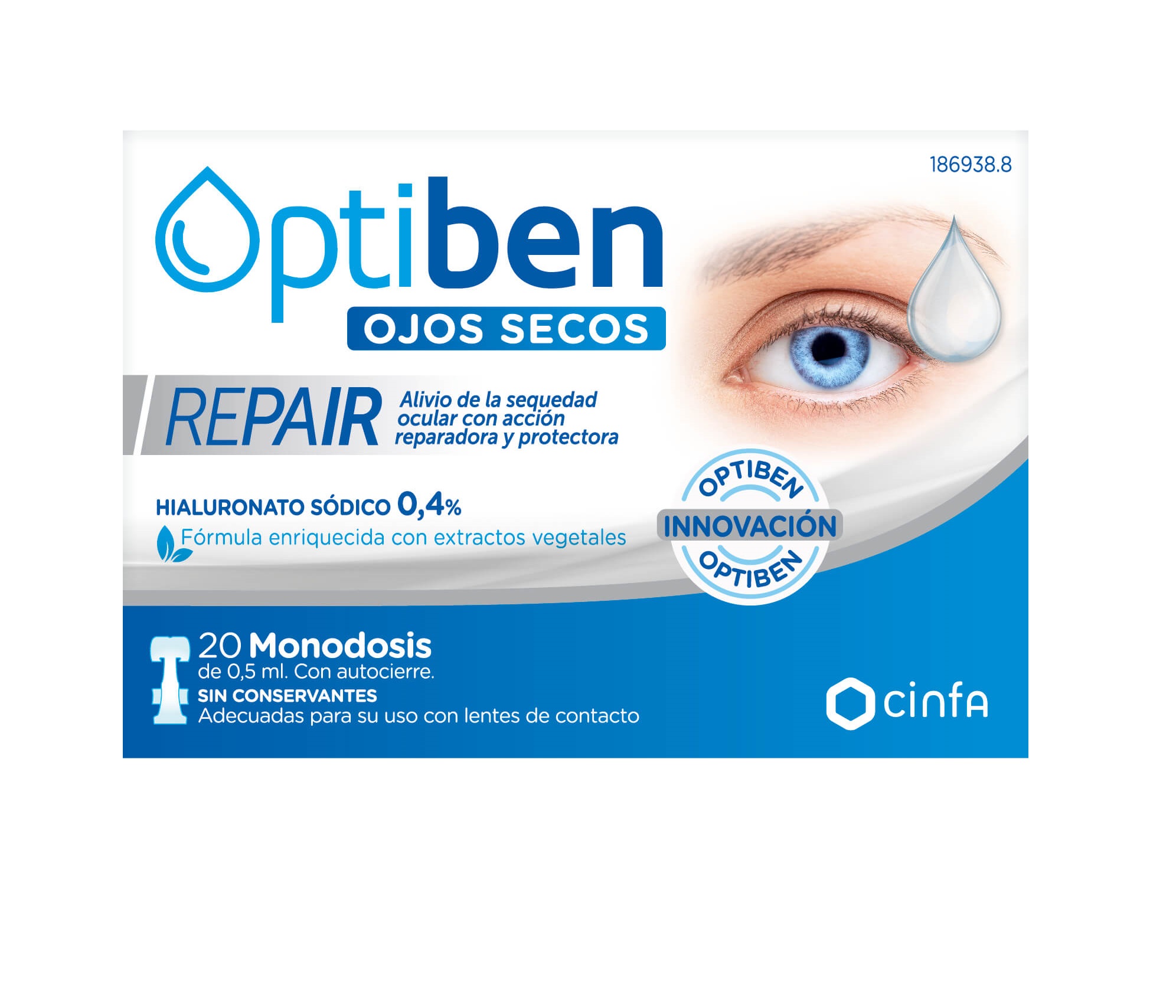 Optiben Repair lágrimas artificiales para ojos secos 20 monodosis